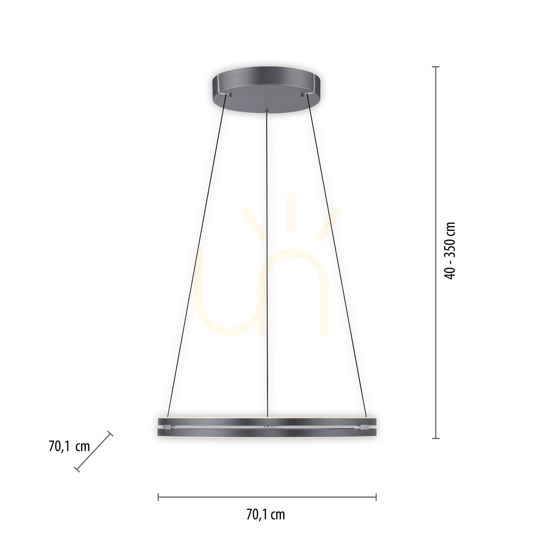 Afişa PURE E-LOOP 2551-15 Lampa suspendată gri cu 2 LED-uri PURE E-LOOP 2551-15 Lampa suspendată gri cu 2 LED-uri