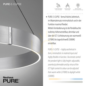 Lampa suspendată PURE E-CLIPSE 2561-95 argintie cu 2 LED-uri small 3