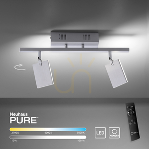 PURE-MIRA 6354-95 Lampa de tavan argintie, 2xLED small 8