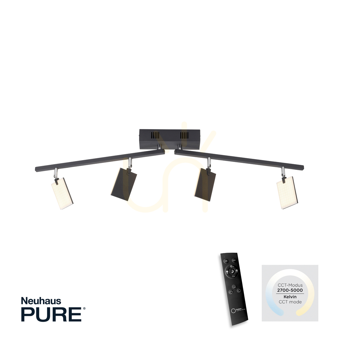 Vedere PURE-MIRA 6356-18 Lampa de tavan neagră cu 4 LED-uri PURE-MIRA 6356-18 Lampa de tavan neagră cu 4 LED-uri