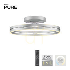PURE LOOP 6552-95, plafonieră argintie, 2xLED small 1