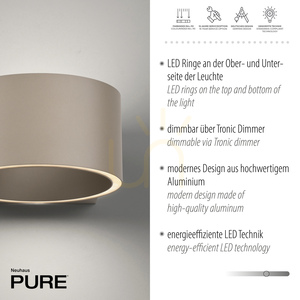 PURE CLIPSE 8561-97 Aplică de perete maro cu 2 LED-uri small 3