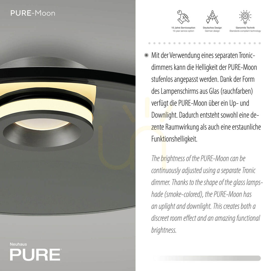 Spectacol PURE MOON 6095-15 Lampa de tavan, gri, 2xLED PURE MOON 6095-15 Lampa de tavan, gri, 2xLED