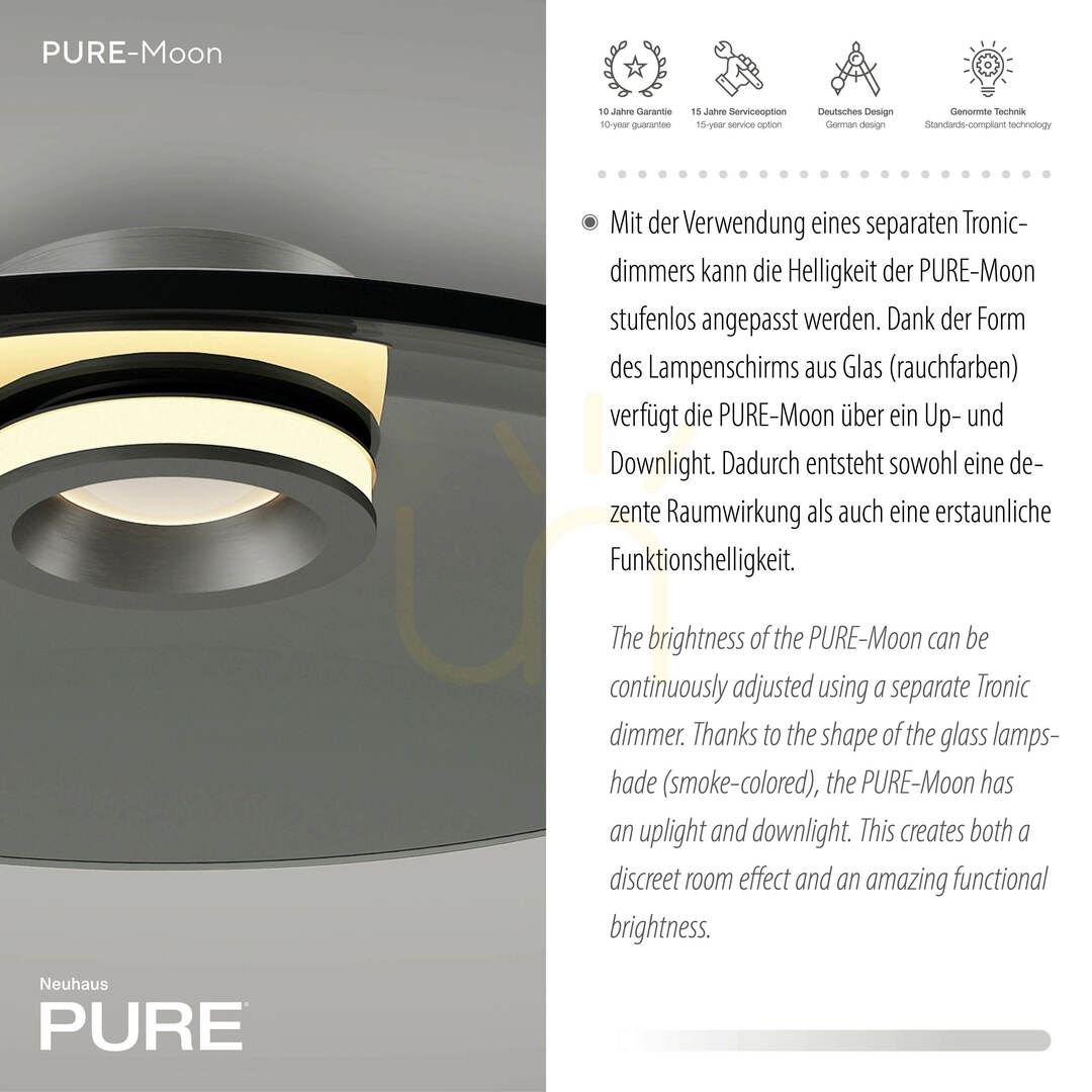 Verifica PURE MOON 6095-15 Lampa de tavan, gri, 2xLED PURE MOON 6095-15 Lampa de tavan, gri, 2xLED