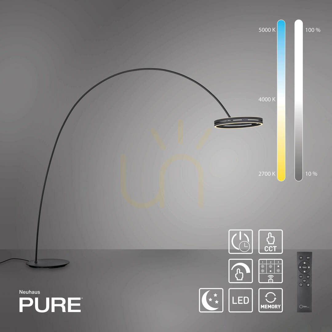 Vedere Lampa de podea PURE LOOP-BOW 561-18, negru, 2xLED Lampa de podea PURE LOOP-BOW 561-18, negru, 2xLED
