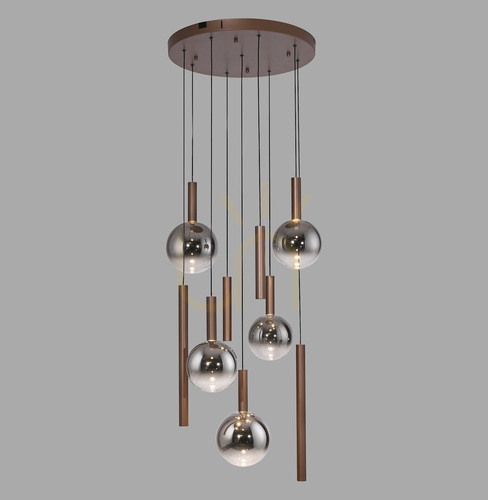 Verifica BOWL 2287-23 Lampă suspendată maro cu 9 LED-uri