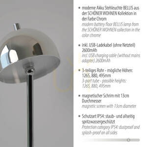 Lampa de podea BELLIS 19245-17, cromată, 1xLED small 7