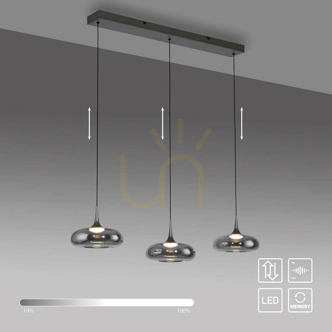 Vedere POSH 15693-15 Lampa suspendată gri cu 3 LED-uri POSH 15693-15 Lampa suspendată gri cu 3 LED-uri