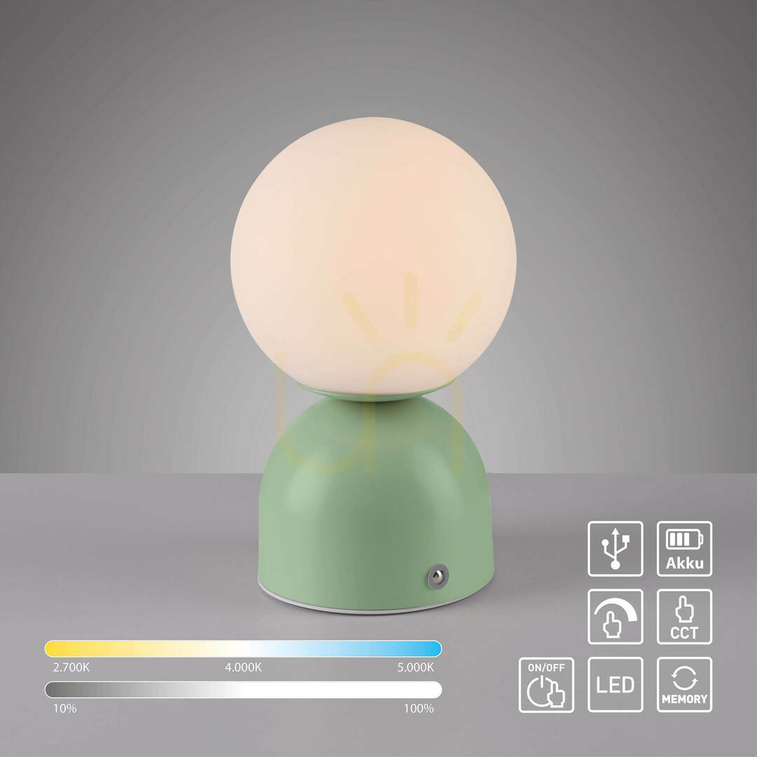 Afişa Lampa de masă RUDI 19218-43, verde, cu 1 LED Lampa de masă RUDI 19218-43, verde, cu 1 LED