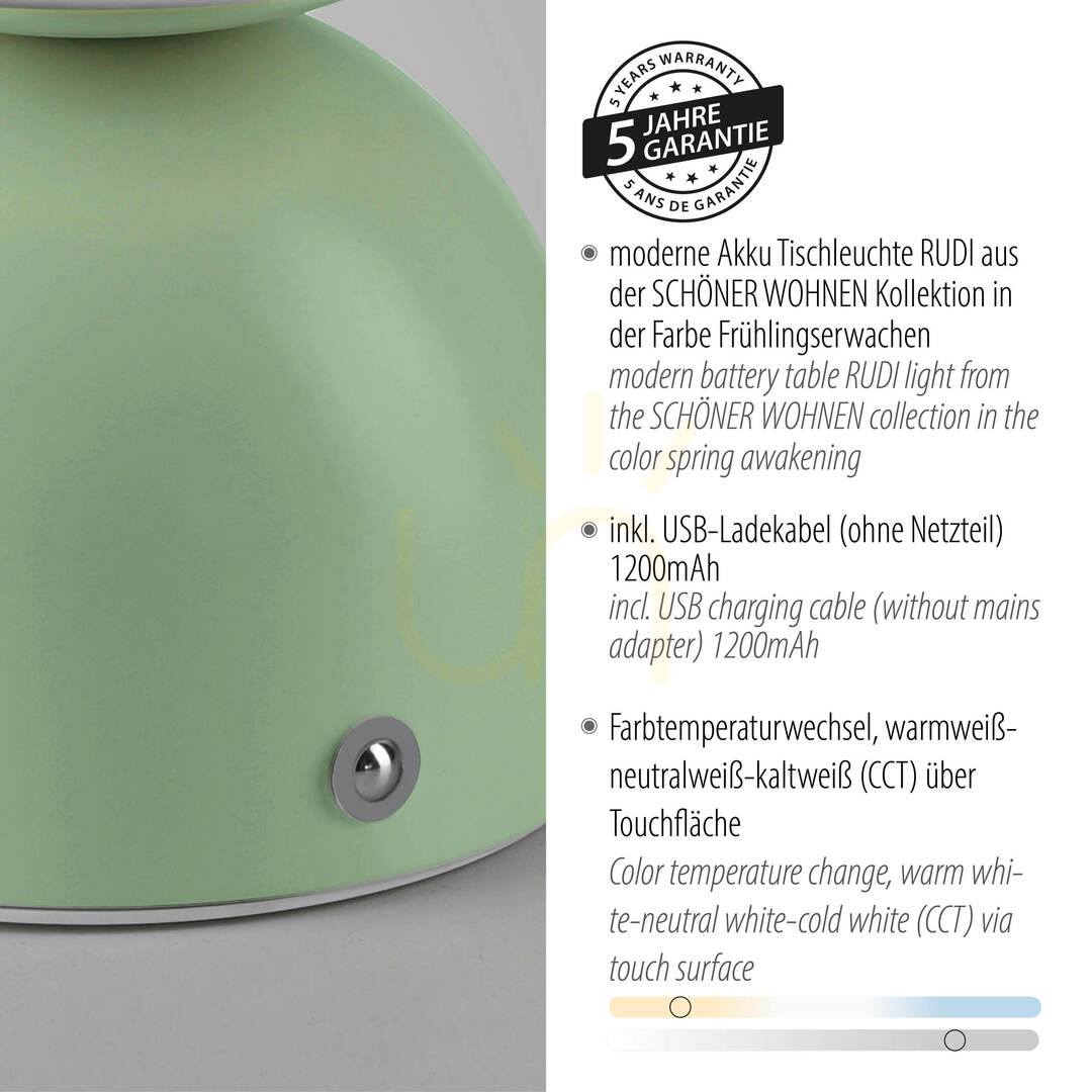 previzualizare Lampa de masă RUDI 19218-43, verde, cu 1 LED Lampa de masă RUDI 19218-43, verde, cu 1 LED