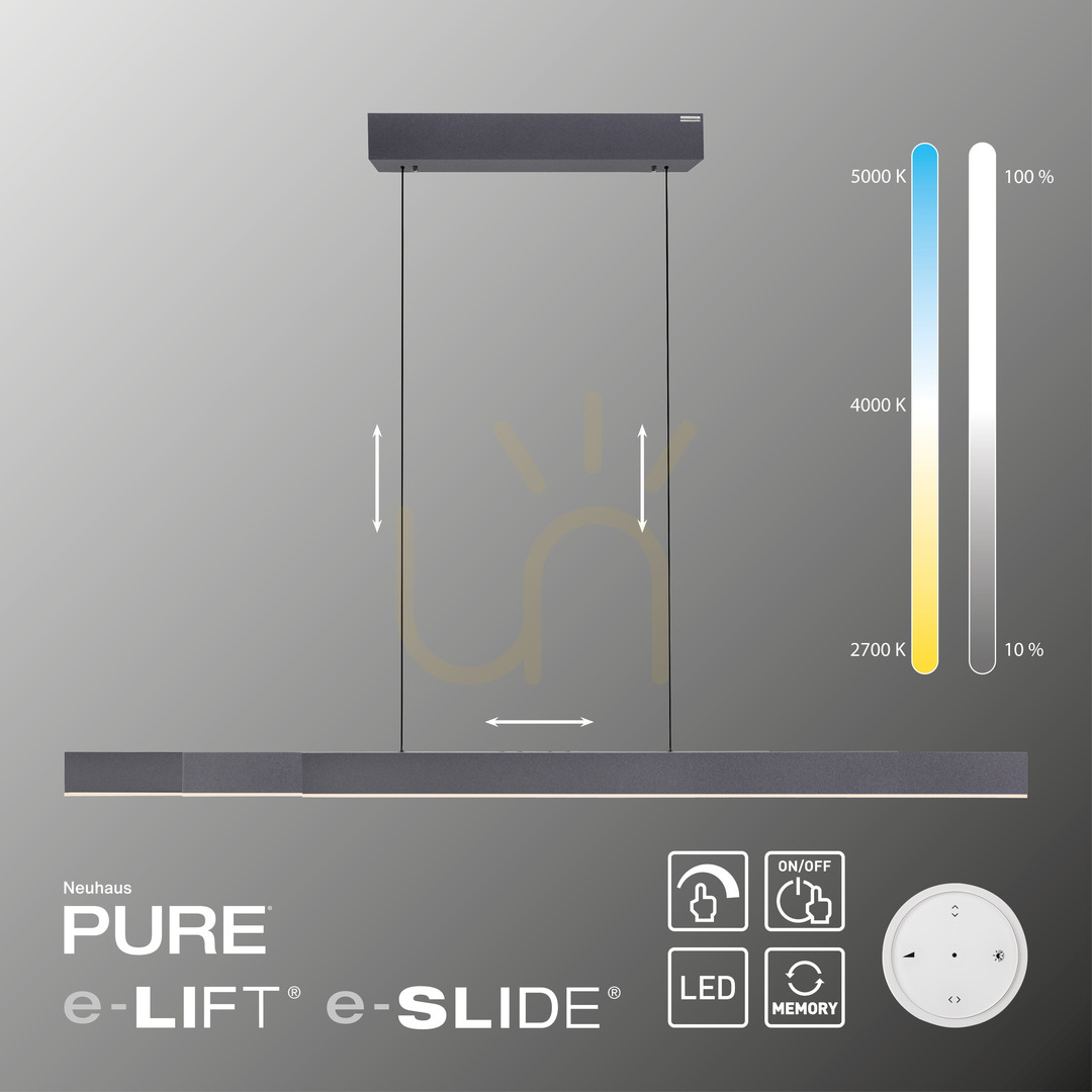 Vedere PURE MOTO-RISE 2545-18 Lampa suspendată neagră cu 3 LED-uri PURE MOTO-RISE 2545-18 Lampa suspendată neagră cu 3 LED-uri