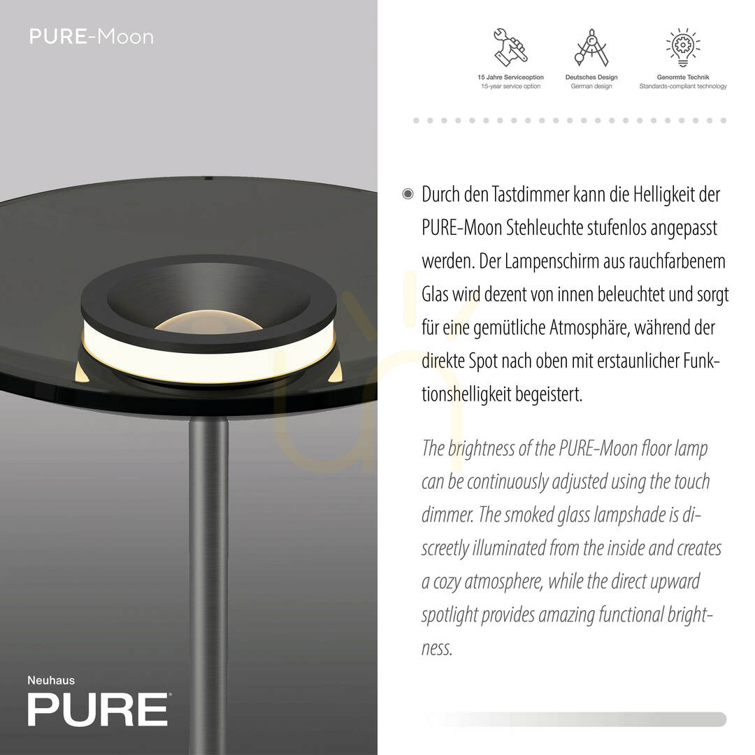 previzualizare Lampa de podea PURE MOON 594-15, gri, 2xLED Lampa de podea PURE MOON 594-15, gri, 2xLED
