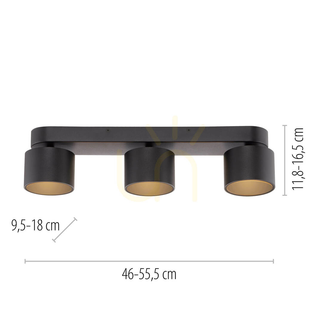 Afişa PURE CUP 6227-18, plafonieră neagră cu 3 LED-uri PURE CUP 6227-18, plafonieră neagră cu 3 LED-uri
