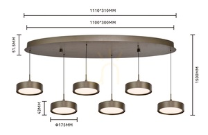 Lampa suspendată VALENSOLE Oval cu 6 becuri, maro 7062-621 Aviano small 6