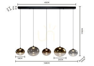 Lampa suspendată PESARO cu 5 becuri, dreaptă, negru, 7082-502, Aviano small 2