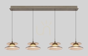 Lampa suspendată CREMA Straight cu 4 becuri, maro / abajur de culoarea cafelei 7058-421 Aviano small 1