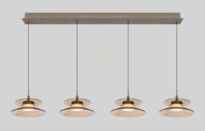 Lampa suspendată CREMA Straight cu 4 becuri, maro / abajur de culoarea cafelei 7058-421 Aviano small 4