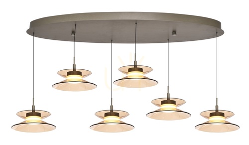 Verifica Lampa suspendată CREMA Oval cu 6 becuri, maro / abajur de culoarea cafelei 7058-621 Aviano