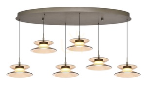 Lampa suspendată CREMA Oval cu 6 becuri, maro / abajur de culoarea cafelei 7058-621 Aviano small 1