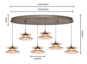 Lampa suspendată CREMA Oval cu 6 becuri, maro / abajur de culoarea cafelei 7058-621 Aviano small 5