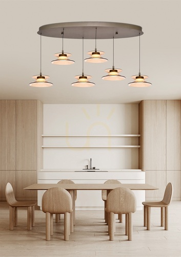 Verifica Lampa suspendată CREMA Oval cu 6 becuri, maro / abajur de culoarea cafelei 7058-621 Aviano