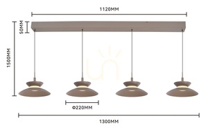 Lampa suspendată dreaptă cu 4 becuri GUBBIO, culoare Cashmere, 7060-413 Aviano small 7