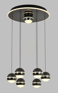 Lampa suspendată BIARRITZ cu 7 becuri, crom negru, 5047-805, Aviano small 1