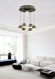Lampa suspendată BIARRITZ cu 7 becuri, crom negru, 5047-805, Aviano small 5