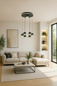Lampa suspendată BIARRITZ cu 7 becuri, crom negru, 5047-805, Aviano small 0