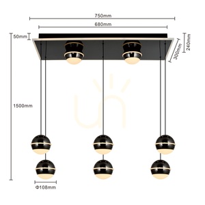Lampa suspendată dreptunghiulară „8” BIARRITZ, crom negru, 7047-905, Aviano small 5
