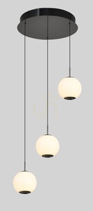 Lampa suspendată rotundă cu trei becuri LED LUBERON, crom negru, 5051-305, Aviano small 1