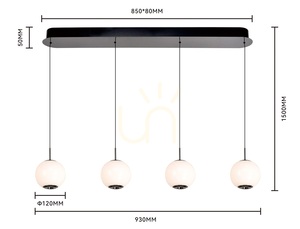 Lampa suspendată LED dreaptă LUBERON cu 4 becuri, crom negru, 7051-405, Aviano small 3