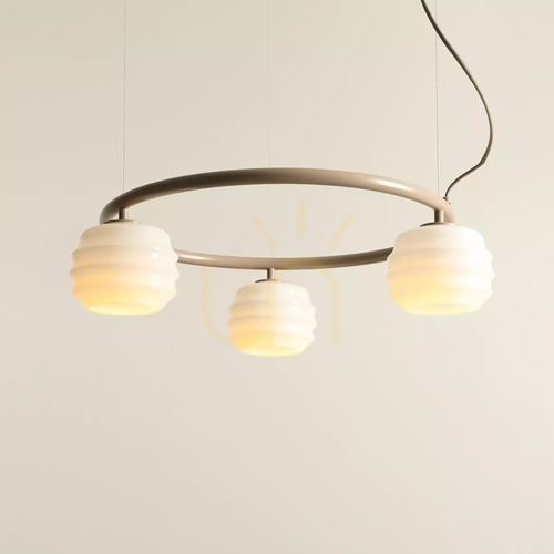 Verifica Lampă suspendată ALDEX PUFF 3 RING BEIGE – cadru bej, abajururi albe