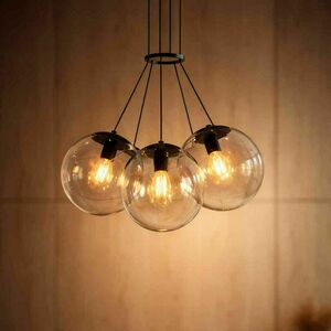 Lustră suspendată s.luce Orb, 3 globuri din sticlă fumurie, 3 x E27, Ø20 cm small 1