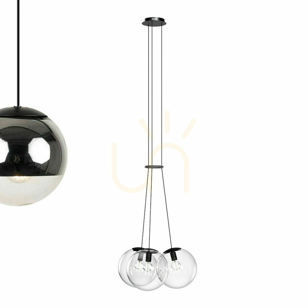 Afişa Lustră suspendată s.luce Orb, 3 globuri din sticlă transparentă, E27, Ø20 cm Lustră suspendată s.luce Orb, 3 globuri din sticlă transparentă, E27, Ø20 cm