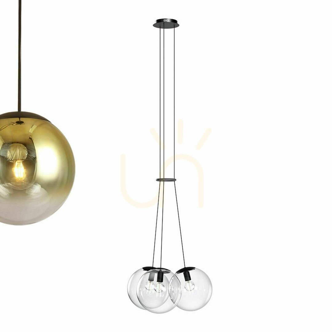Spectacol Lustră suspendată s.luce Orb, 3 globuri din sticlă transparentă, E27, Ø20 cm Lustră suspendată s.luce Orb, 3 globuri din sticlă transparentă, E27, Ø20 cm