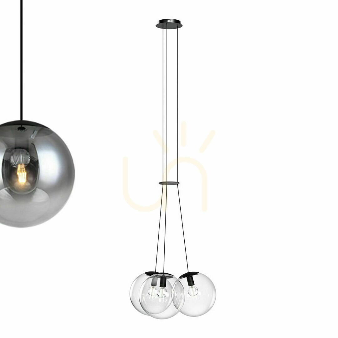 Spectacol Lustră suspendată s.luce Orb, 3 globuri din sticlă maro, 3 x E27, Ø40 cm Lustră suspendată s.luce Orb, 3 globuri din sticlă maro, 3 x E27, Ø40 cm