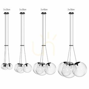Lustră suspendată s.luce Orb, 3 socluri E27, sticlă fumurie, Ø 30 cm small 6