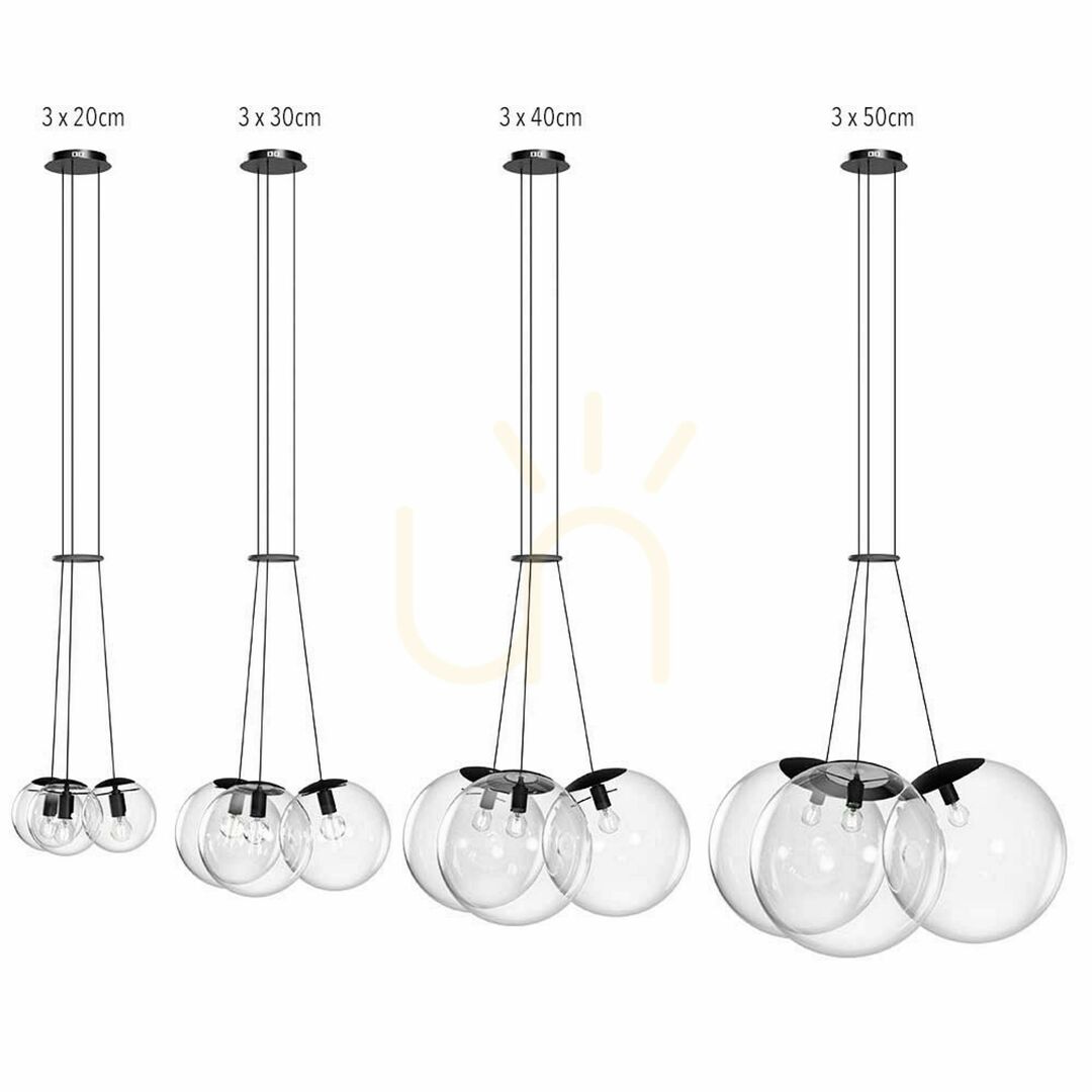 Vedere Lustră suspendată s.luce Orb, 3 globuri din sticlă transparentă, 3 x E27, Ø30 cm Lustră suspendată s.luce Orb, 3 globuri din sticlă transparentă, 3 x E27, Ø30 cm