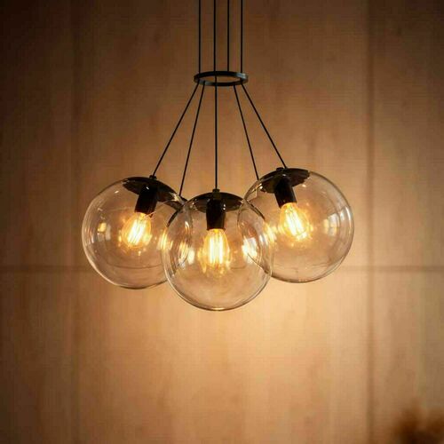 Verifica Lustră suspendată s.luce Orb, 3 globuri din sticlă, cupru, 3 x E27, Ø20 cm