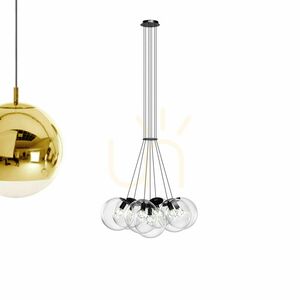 Lustră suspendată s.luce Orb, 7 surse E27, sticlă fumurie, Ø30 cm small 14