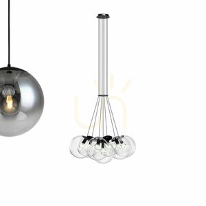Lustră suspendată s.luce Orb, 7 x E27, globuri din sticlă, cupru, Ø30 cm small 11