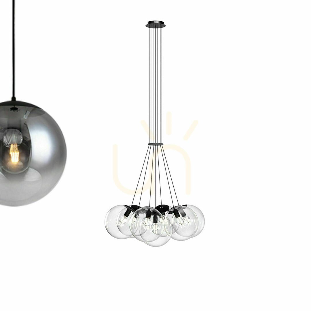 Vedere Lustră s.luce Orb cu 7 globuri din sticlă fumurie, 7 x E27, Ø50 cm Lustră s.luce Orb cu 7 globuri din sticlă fumurie, 7 x E27, Ø50 cm