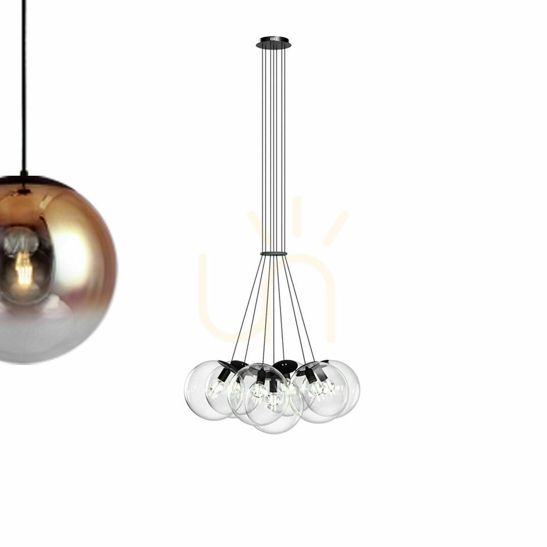 Vedere Lustră s.luce Orb cu 7 globuri din sticlă fumurie, 7 x E27, Ø50 cm Lustră s.luce Orb cu 7 globuri din sticlă fumurie, 7 x E27, Ø50 cm