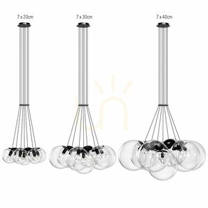 Lustră suspendată s.luce Orb, 7 globuri din sticlă fumurie, 7 x E27 small 7