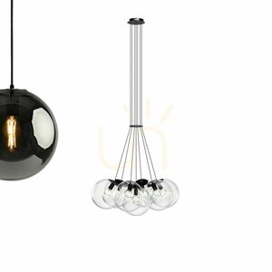 Lustră suspendată s.luce Orb, 7 x E27, globuri din sticlă maro small 12