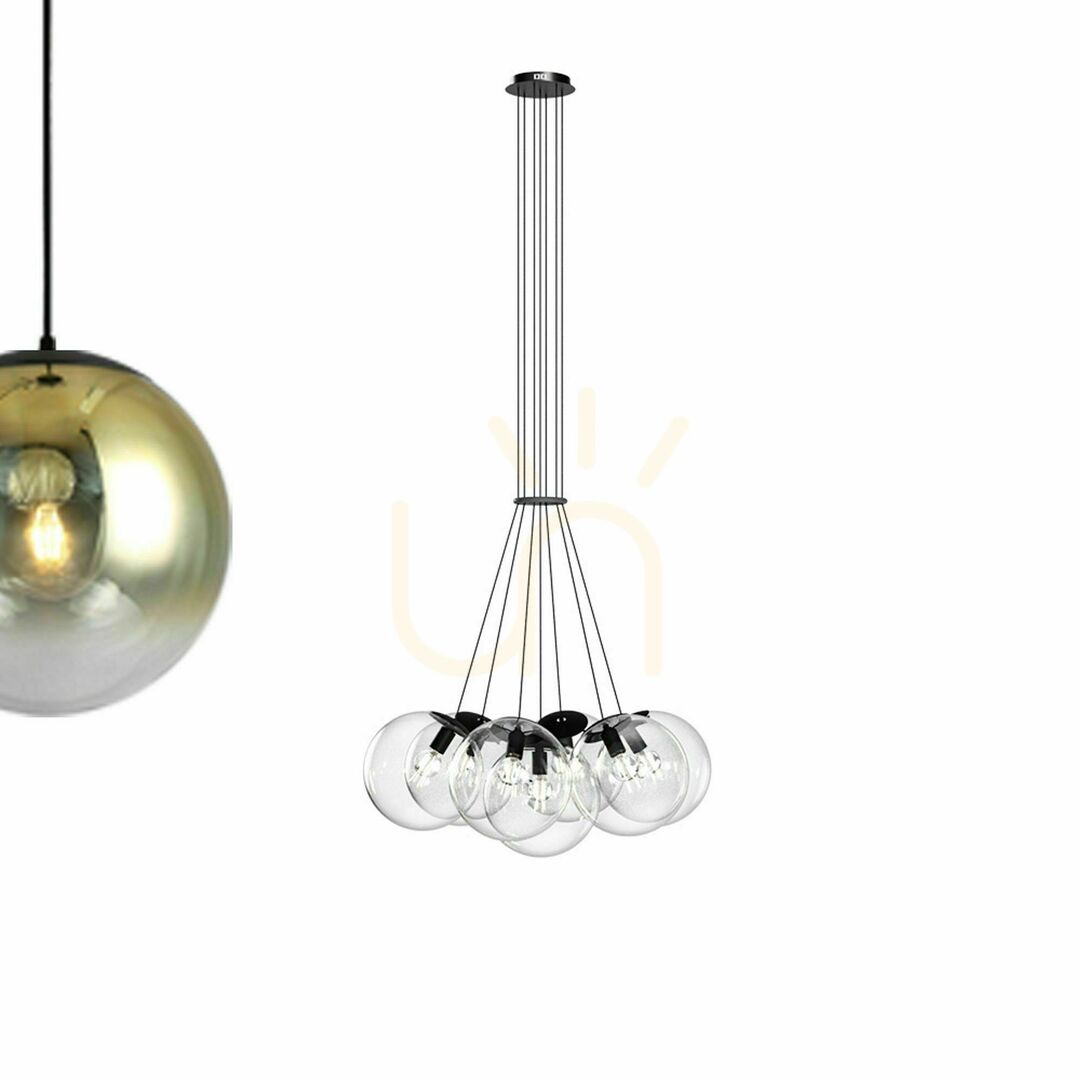 Spectacol Lustră suspendată s.luce Orb, 7 globuri din sticlă fumurie, 7xE27 Lustră suspendată s.luce Orb, 7 globuri din sticlă fumurie, 7xE27