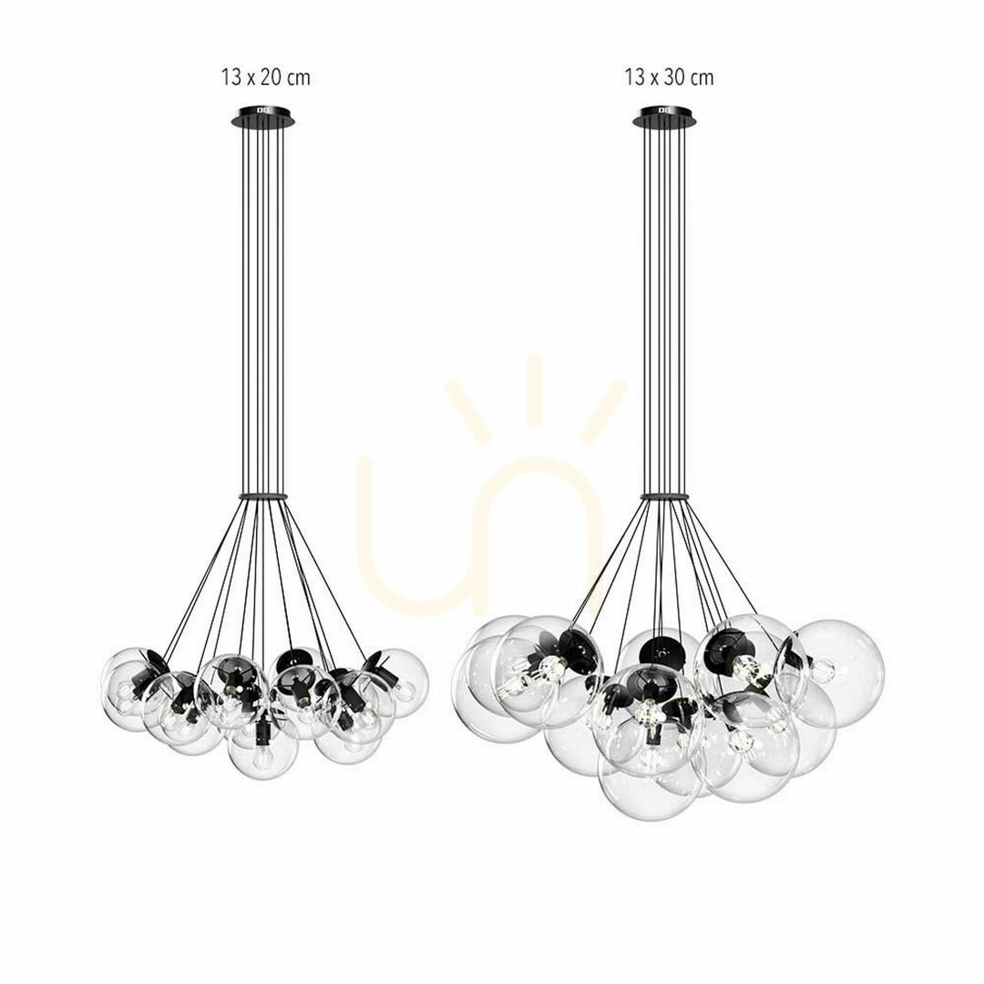 Verifica Lustră suspendată s.luce Orb, 13 x E27, globuri din sticlă fumurie, Ø40 cm Lustră suspendată s.luce Orb, 13 x E27, globuri din sticlă fumurie, Ø40 cm