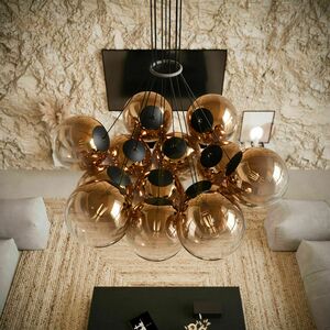 Lustră suspendată s.luce Orb, 13 x E27, globuri din sticlă fumurie, Ø40 cm 4 Lustră suspendată s.luce Orb, 13 x E27, globuri din sticlă fumurie, Ø40 cm small 4
