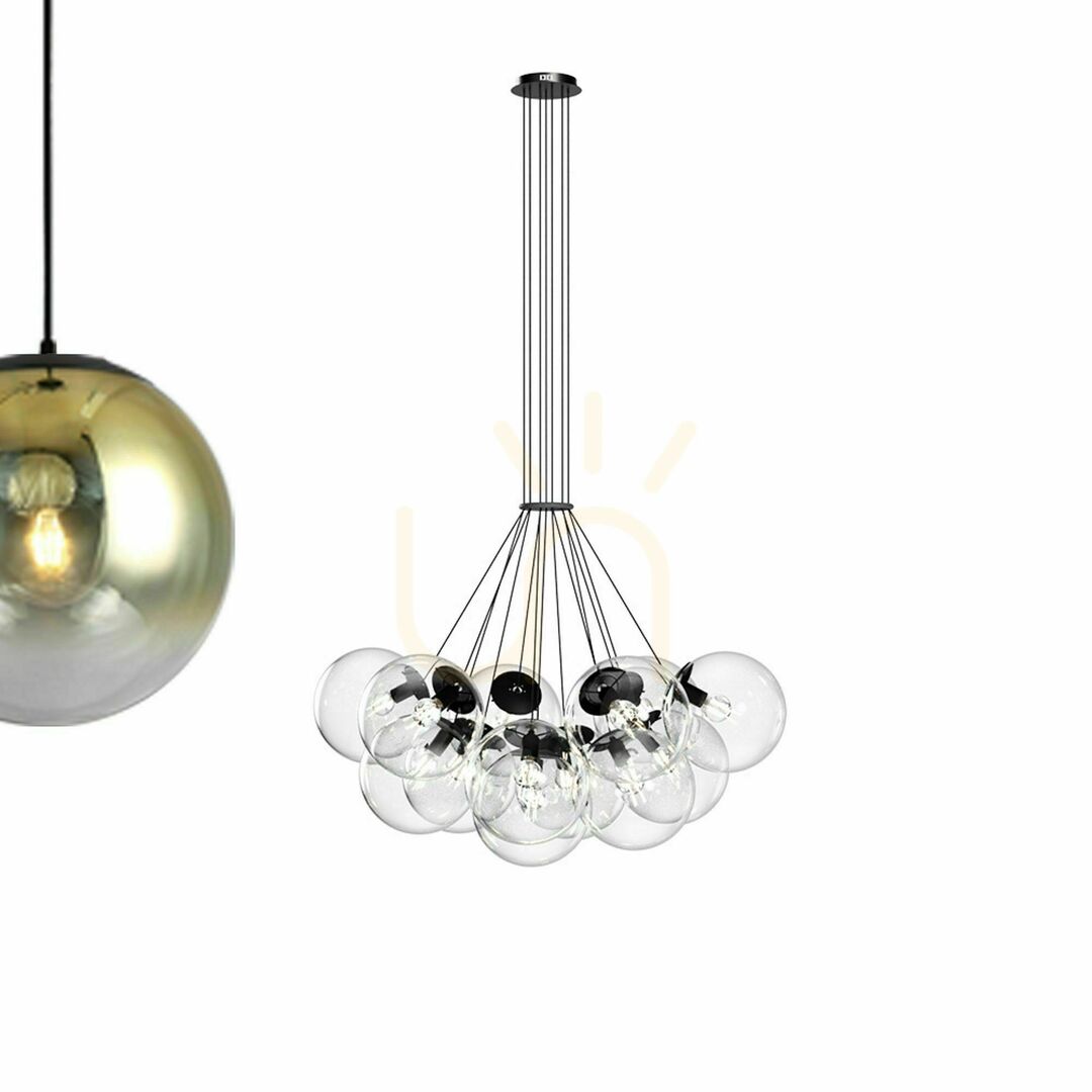 previzualizare Lustră suspendată s.luce Orb, 13 x E27, globuri din sticlă fumurie, Ø40 cm Lustră suspendată s.luce Orb, 13 x E27, globuri din sticlă fumurie, Ø40 cm